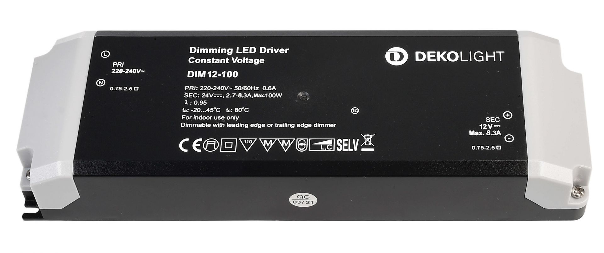 Блок питания для светодиодов BASIC DIM CV 12В 34-100Вт Deko-Light 862241 862241