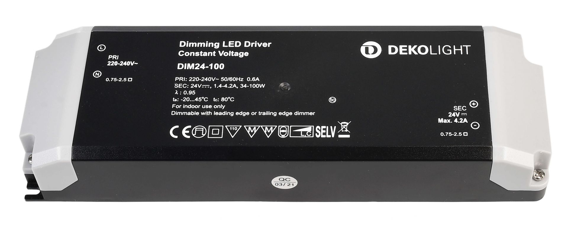 Блок питания для светодиодов BASIC, DIM, CV, 24В 34-100Вт Deko-Light 862242 862242